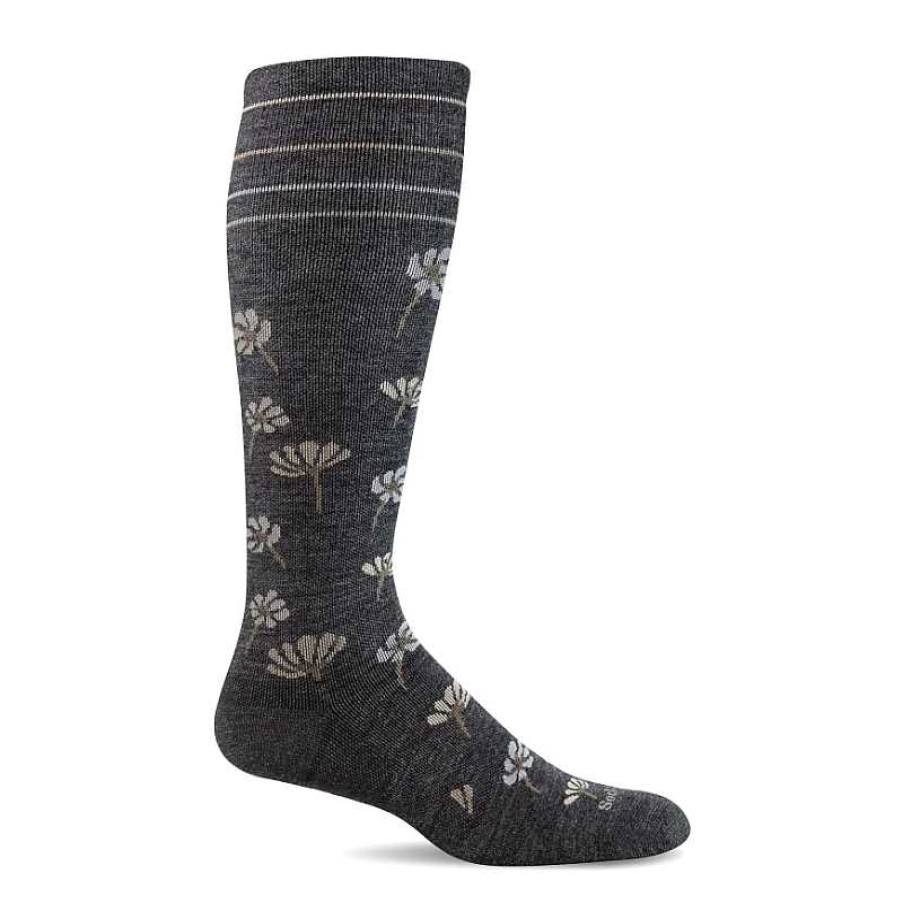 Accessories Sockwell | Women'S Sockwell Field Flower Moderate Graduated Compression Socks - Charcoal