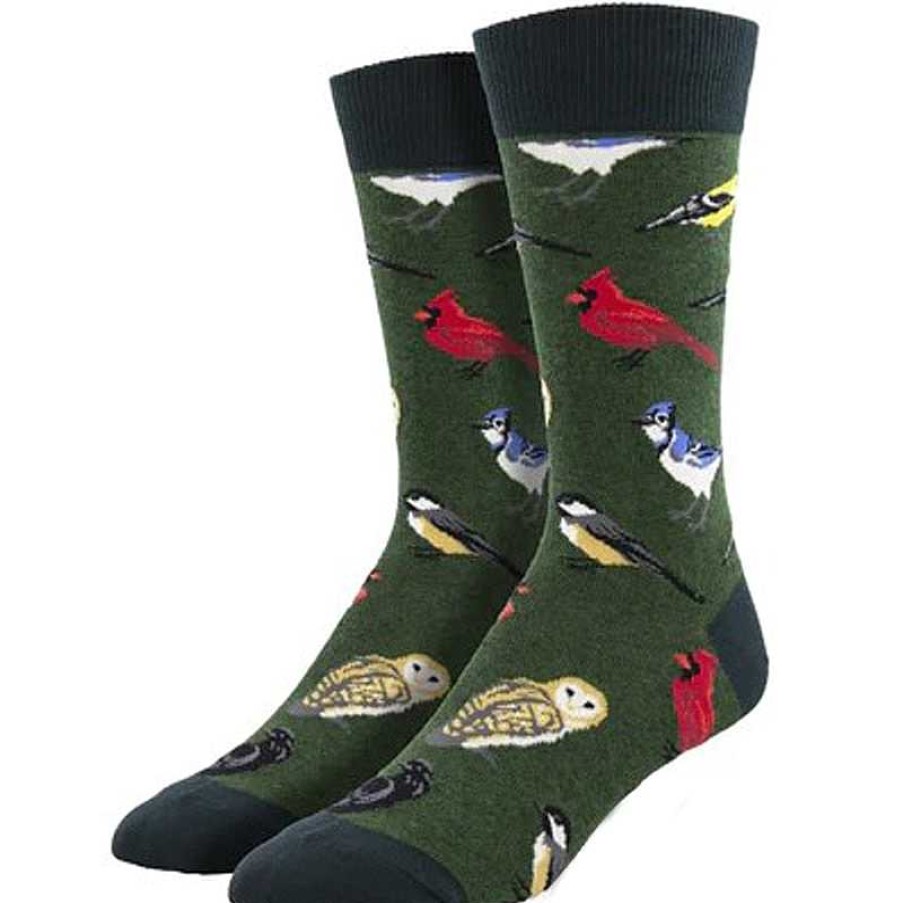 Accessories Socksmith | Socksmith Bird Is The Word Crew Socks - Green Heather