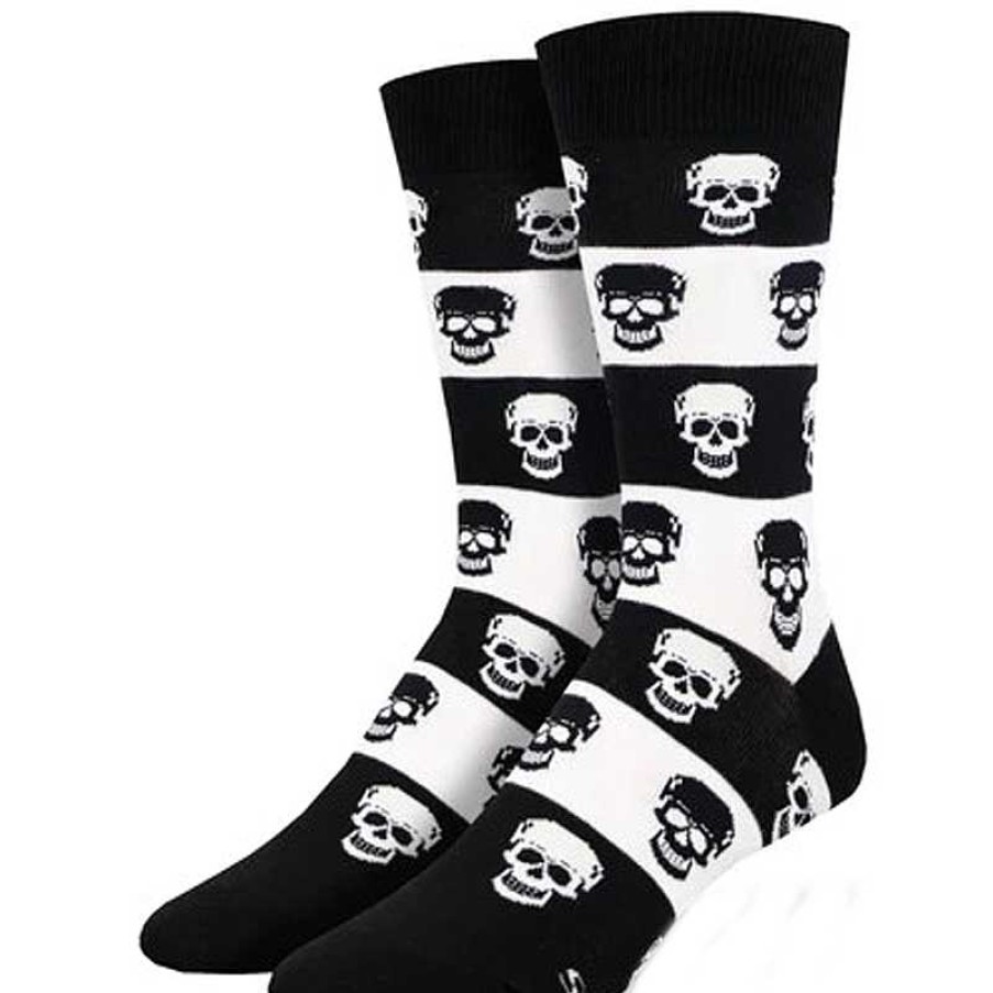 Accessories Socksmith | Socksmith Skull Crew Socks - Black/White