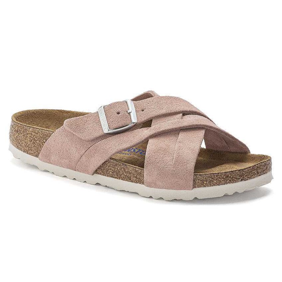 Women Birkenstock | Women'S Birkenstock Lugano Sfb - Pink Clay Suede