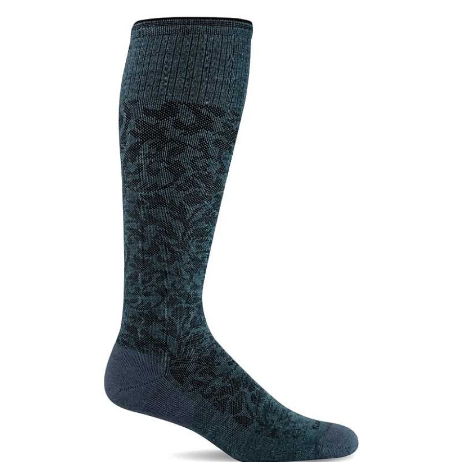 Accessories Sockwell | Women'S Sockwell Damask Moderate Graduated Compression Socks Blueridge