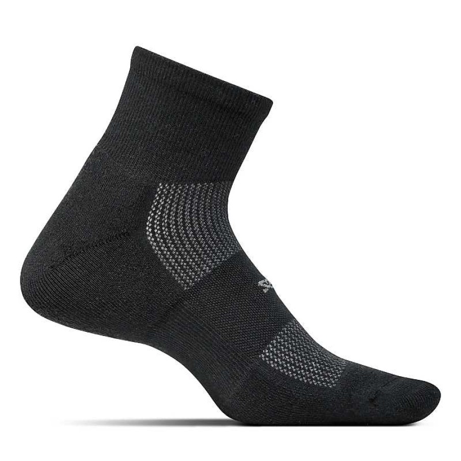 Accessories Feetures | Feetures High Performance Cushion Quarter Socks - Black