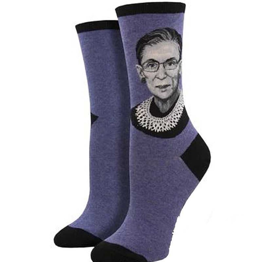 Accessories Socksmith | Socksmith Ruth Bader Ginsberg Crew Socks - Blue Heather