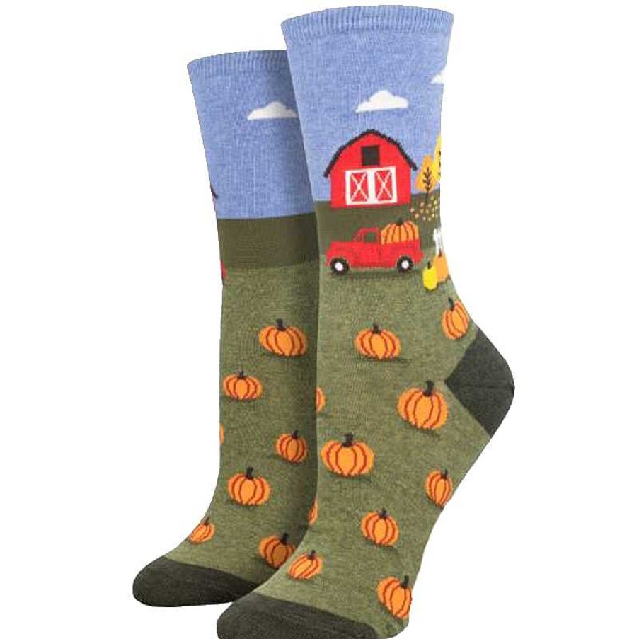 Accessories Socksmith | Socksmith Pumpkin Patch Crew Socks - Green Heather