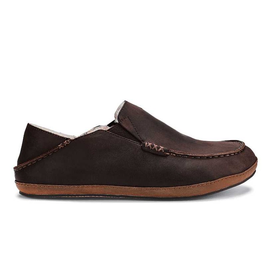 Men OluKai | Men'S Olukai Moloa Slipper - Dark Wood