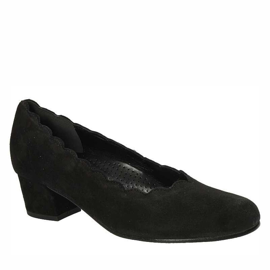 Women Gabor | Women'S Gabor Scalloped Pump 2.221-47 - Schwarz - Uk Sizing