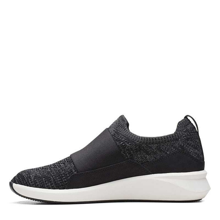 Women Clarks | Women'S Clarks Un Rio Sneaker - Black Knit