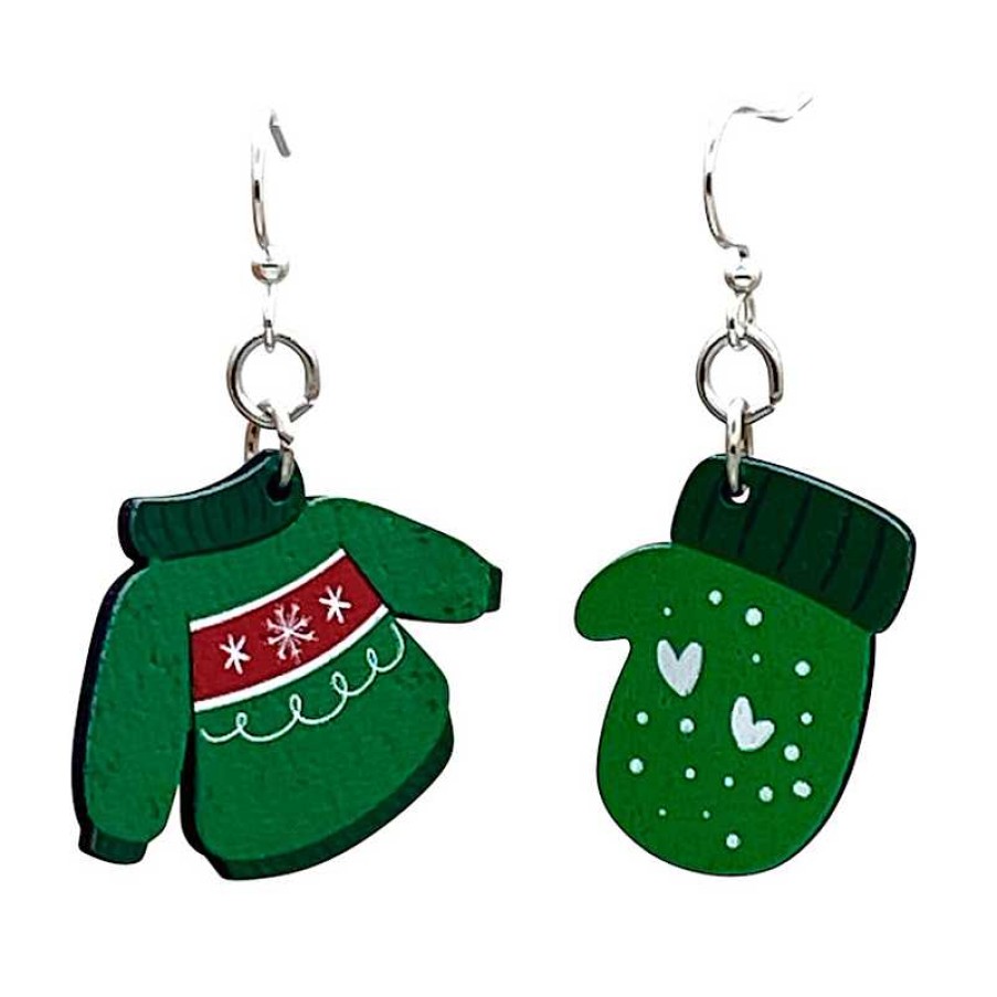 Accessories Green Tree Jewelry | Green Tree Jewelry Christmas Sweater And Mittens Earrings