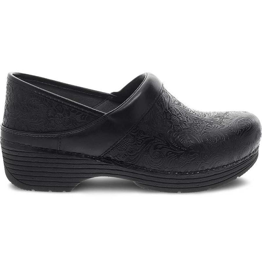 Women Dansko | Women'S Dansko Lt Pro - Black Floral Tooled