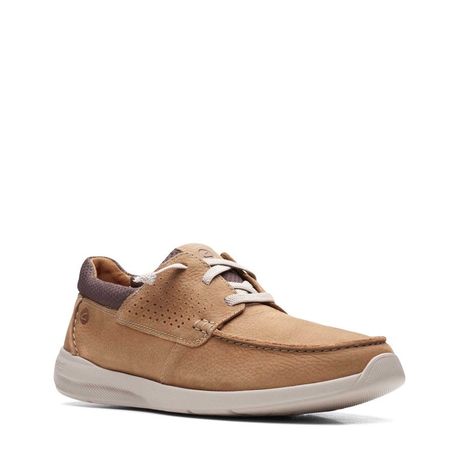 Men Clarks | Men'S Clarks Gorwin Moc - Dark Sand Nub