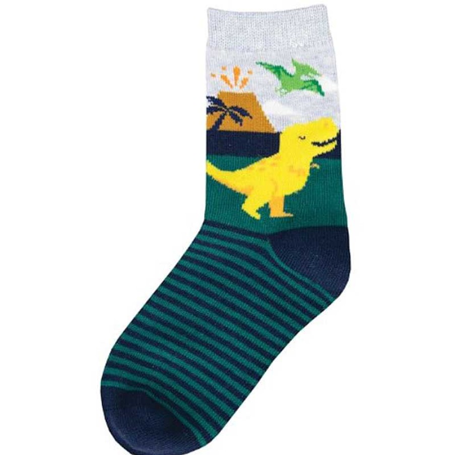 Kids Socksmith | Kids' Socksmith Totally T-Rex Crew Socks - Sizes 2-4 Years - Navy